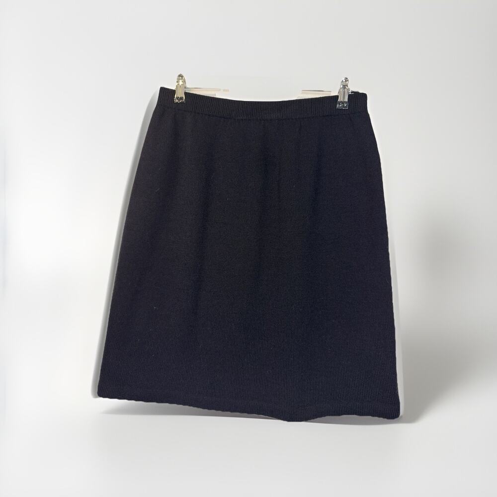 St John Basics Vintage Santana Knit Pencil Skirt Sz 10 Black Pull On